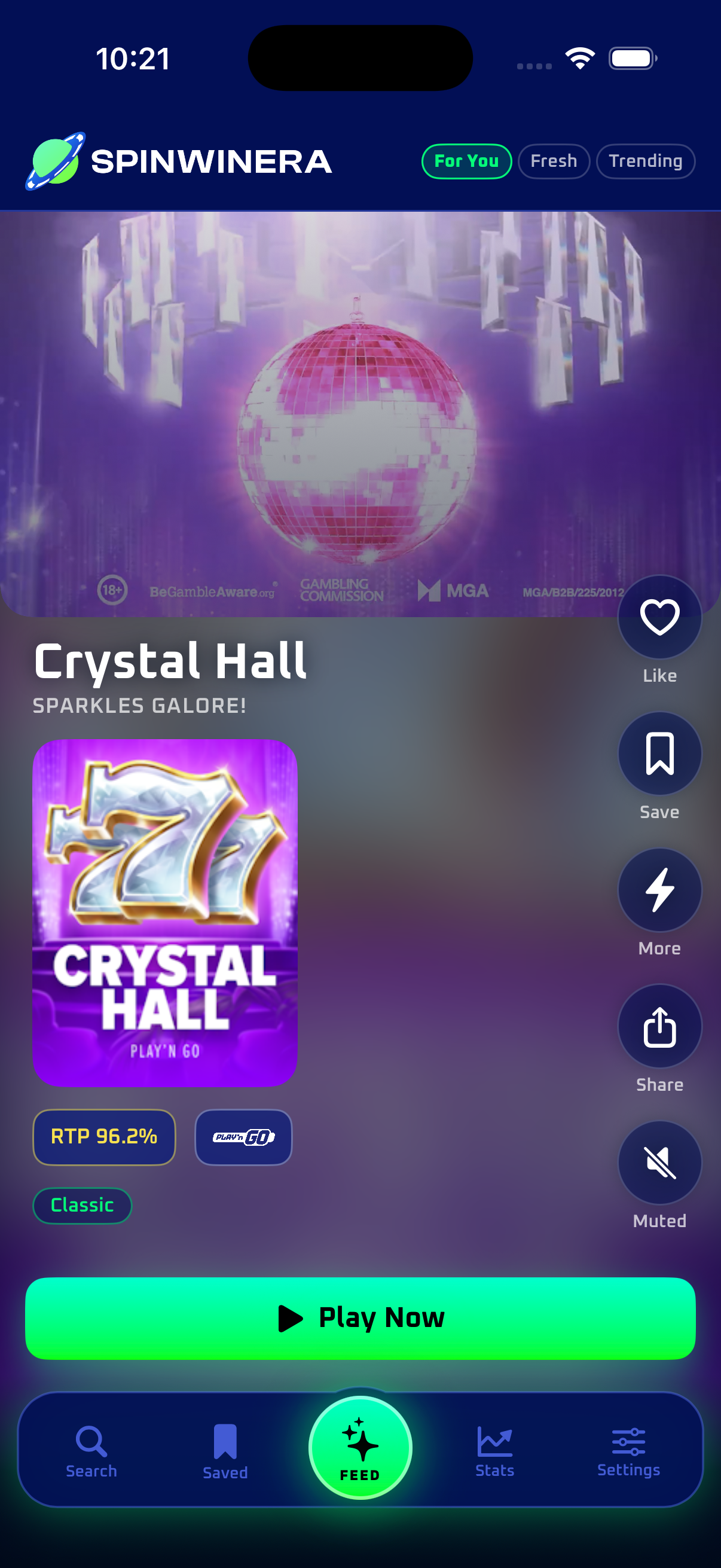 Spinwinera full-screen swipe feed